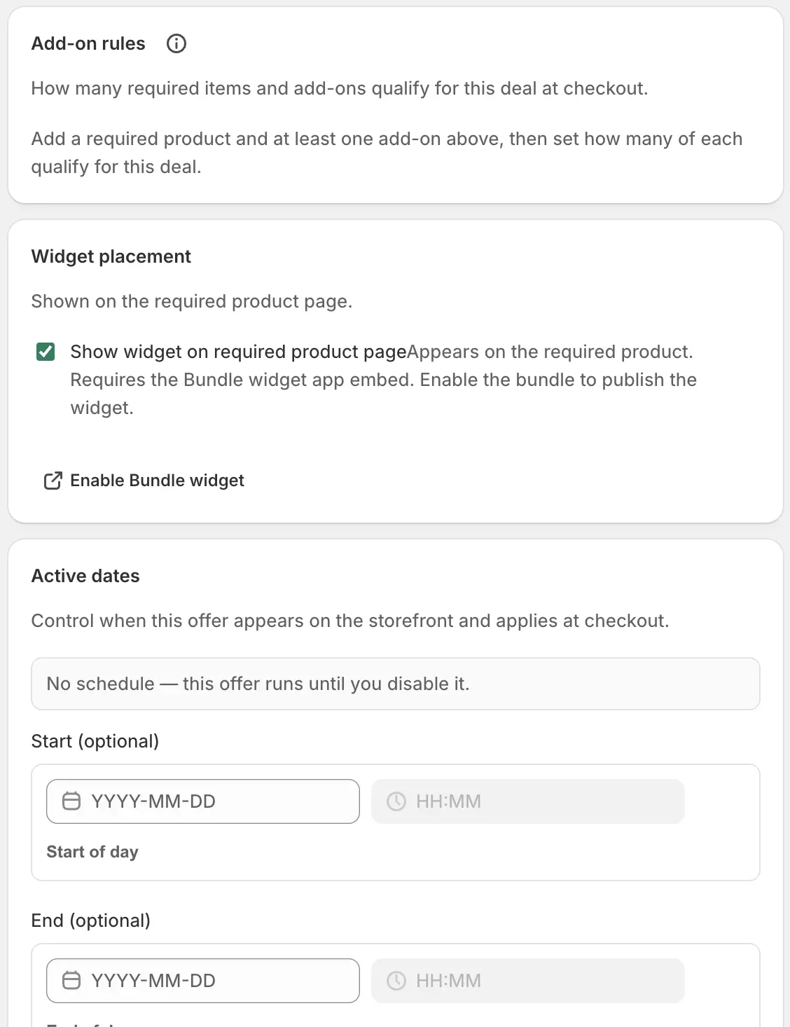 demo addon settings