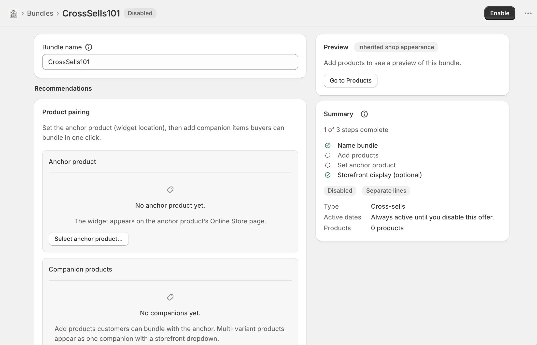 demo cross sell editor
