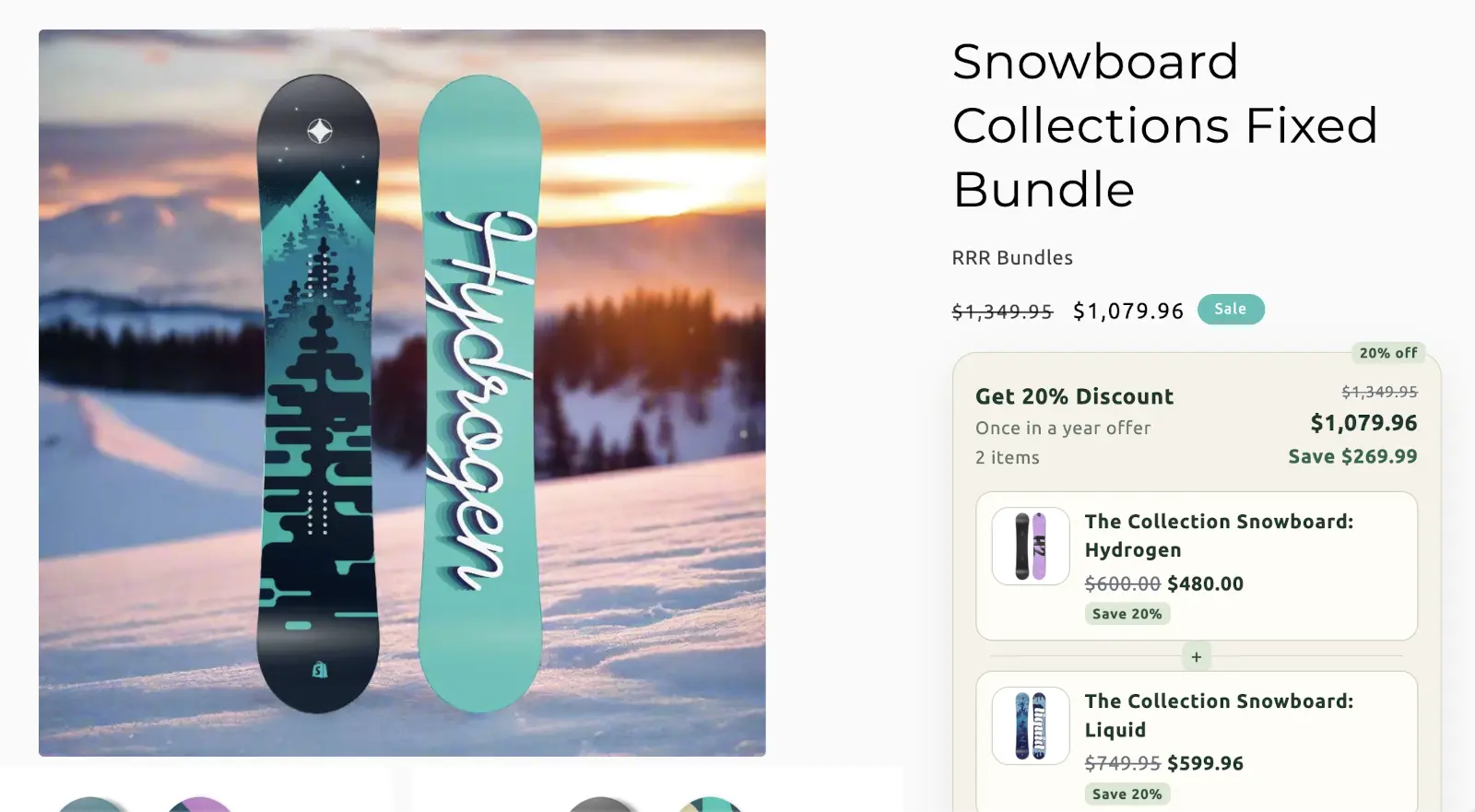 A storefront product page for a Fixed bundle, showing the bundled items, savings, and add-to-cart button.