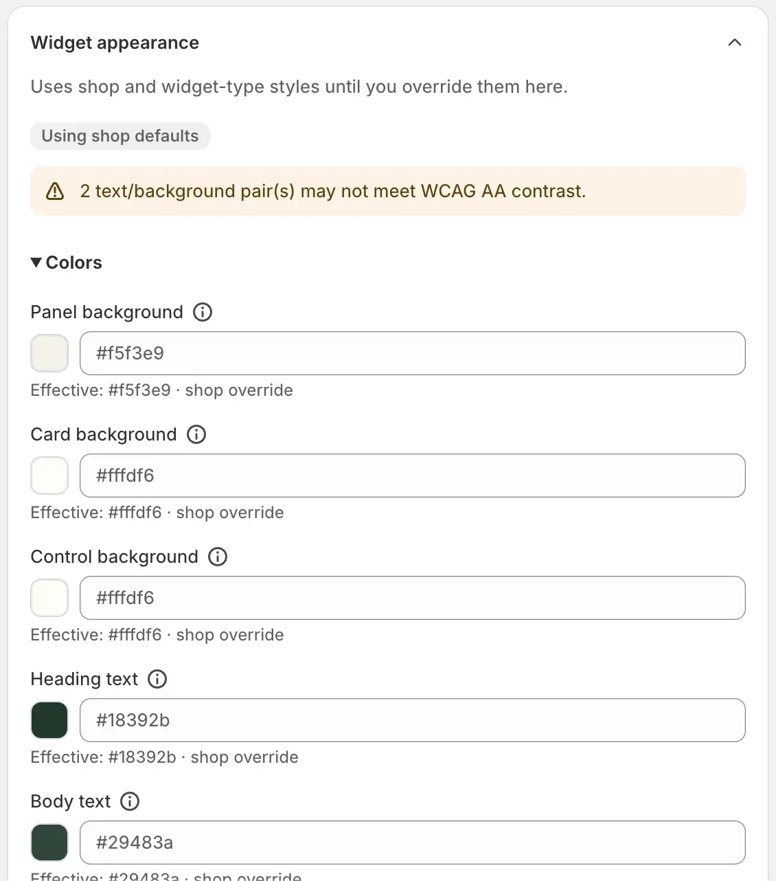 The Multipack widget appearance card with theme token overrides for this bundle.